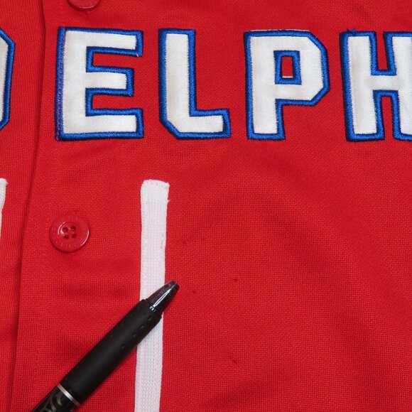 Renegade Sportswear Philidelphia Baseball Jersey Mens 2XL Red Sewn Button Up - Picture 6 of 6